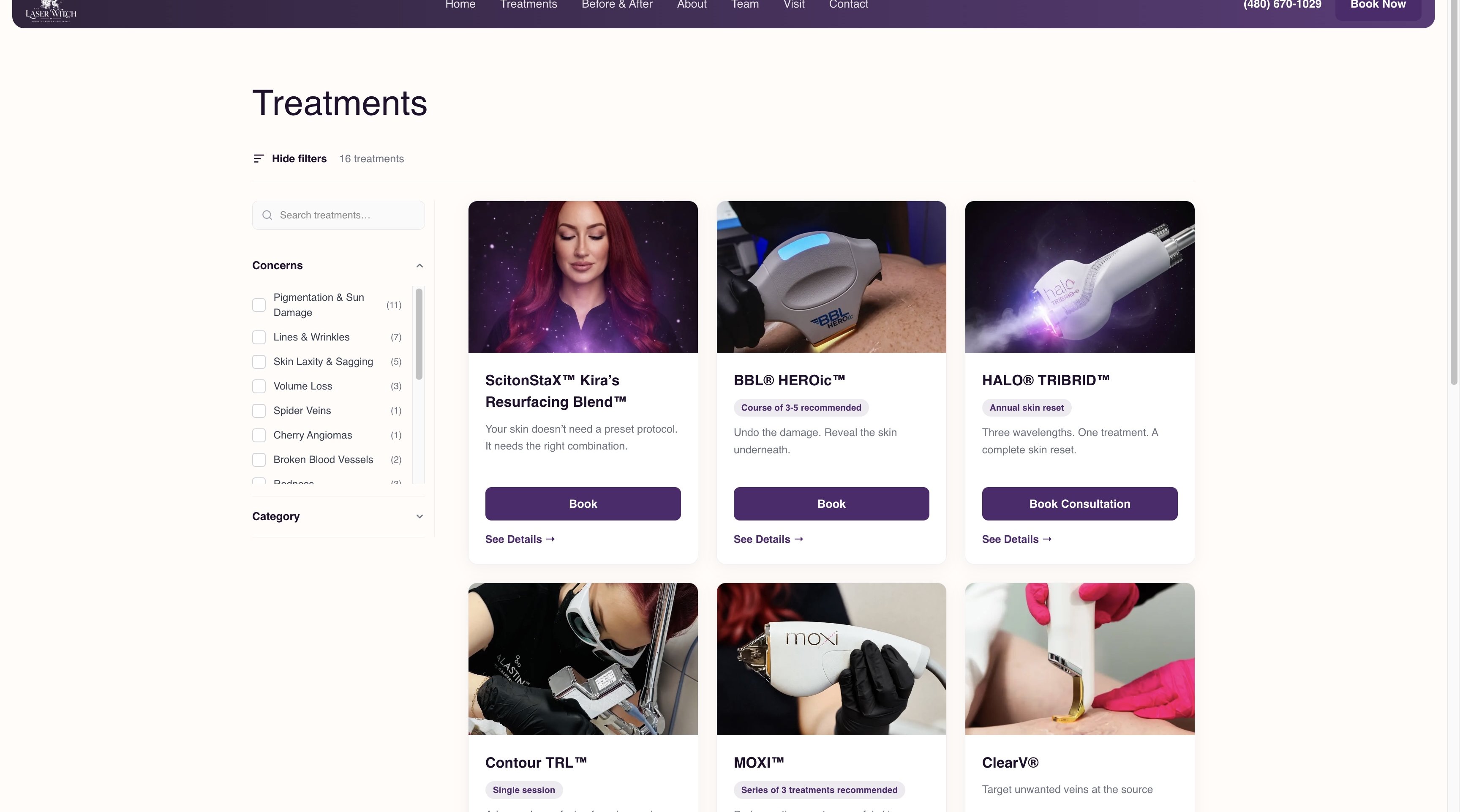 The Laser Witch clinic website built on Eden Elevate